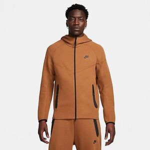 NIKE Tech Fleece Hoodie Small Tall Mens Brown Black Full Zip Windrunner Jacket
